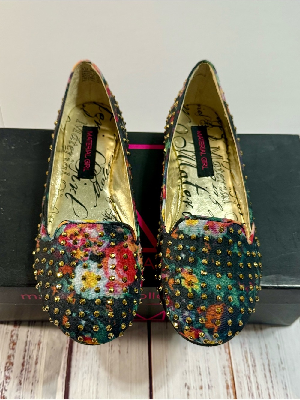 New in Box Material Girl Multi-color Studded Flats
